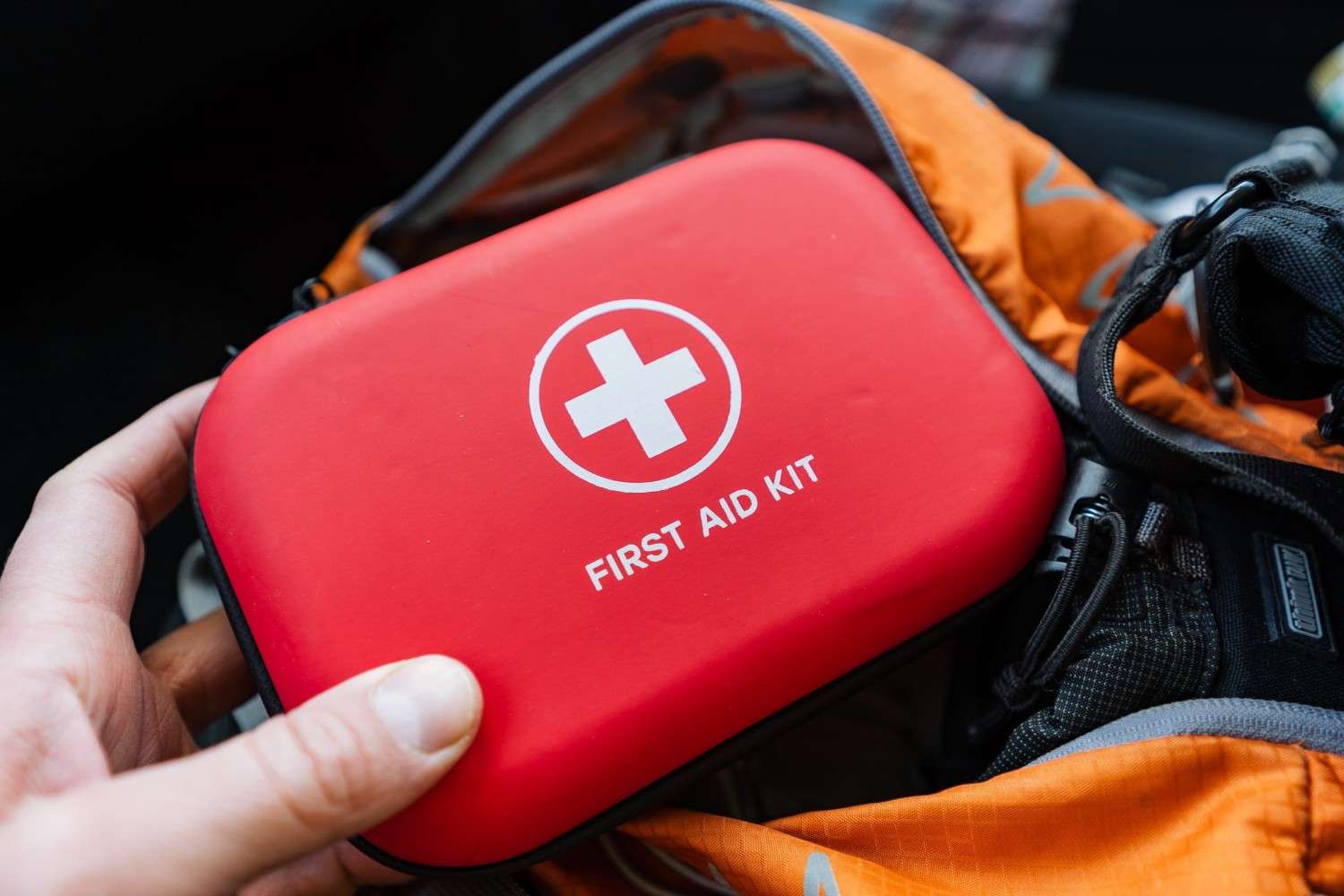 A Basic First Aid Kit Is Being Packed