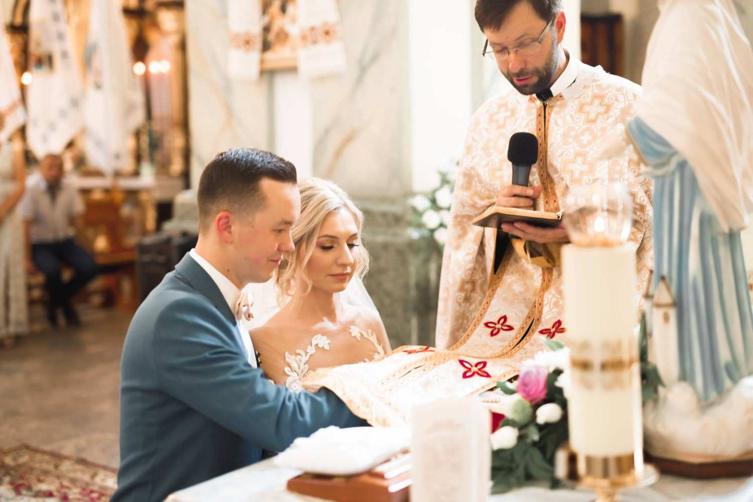 A Couple Getting Married Inside A Church