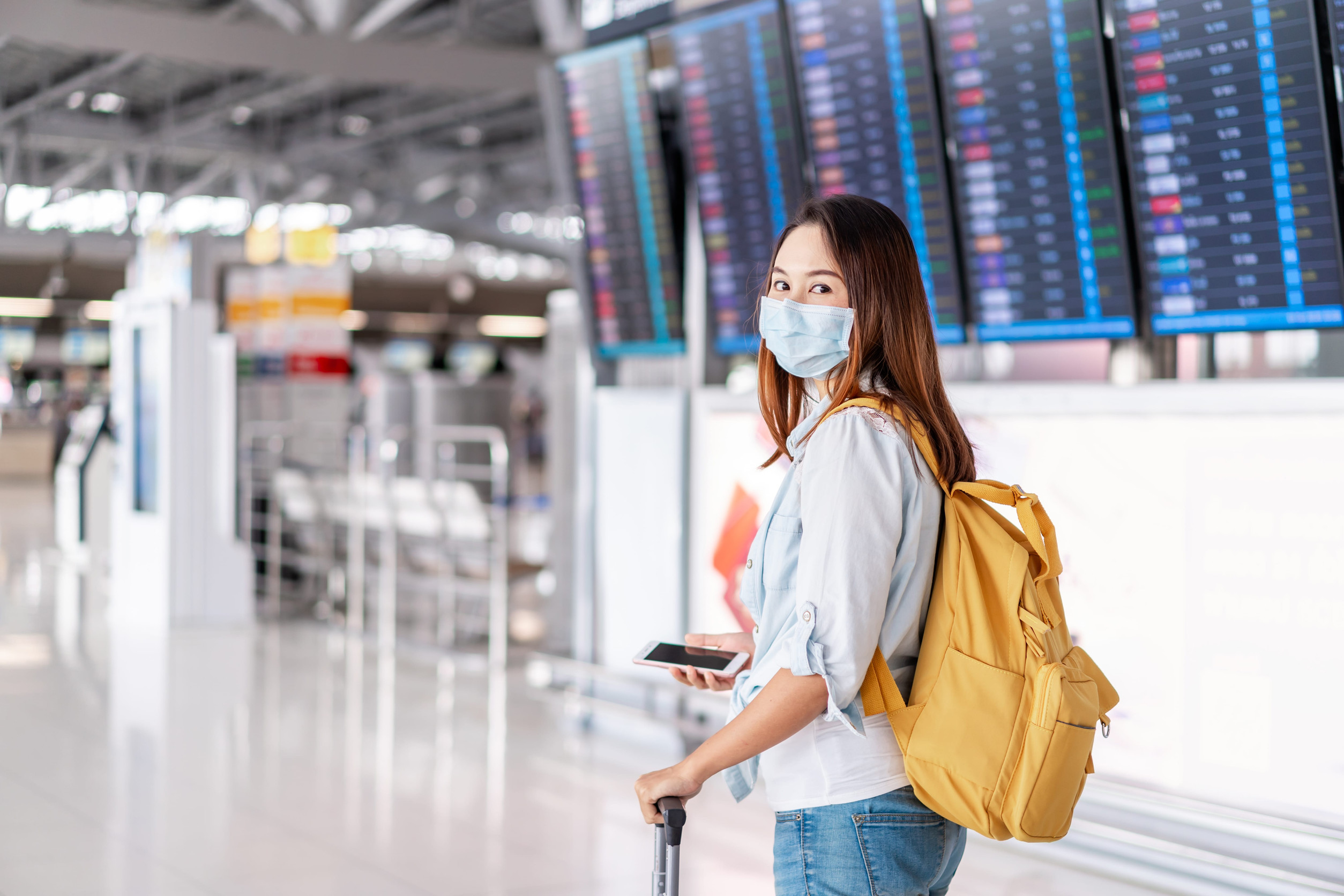 A girl inside an airport