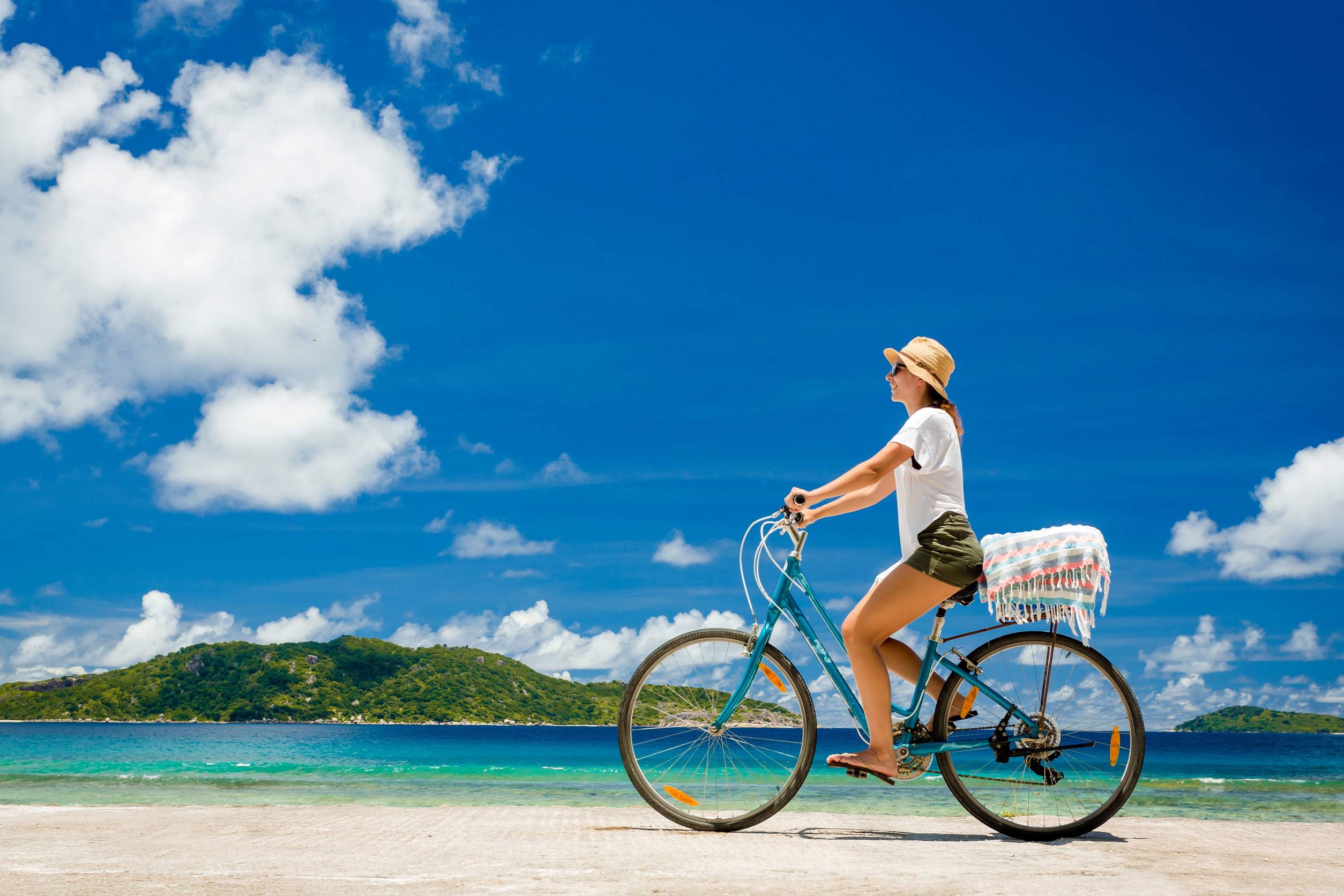 A Woman Riding A Bicycle