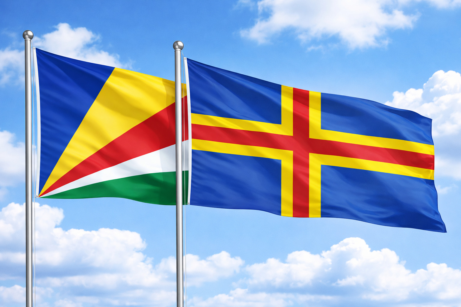 Aland Islands And Seychelles Flags