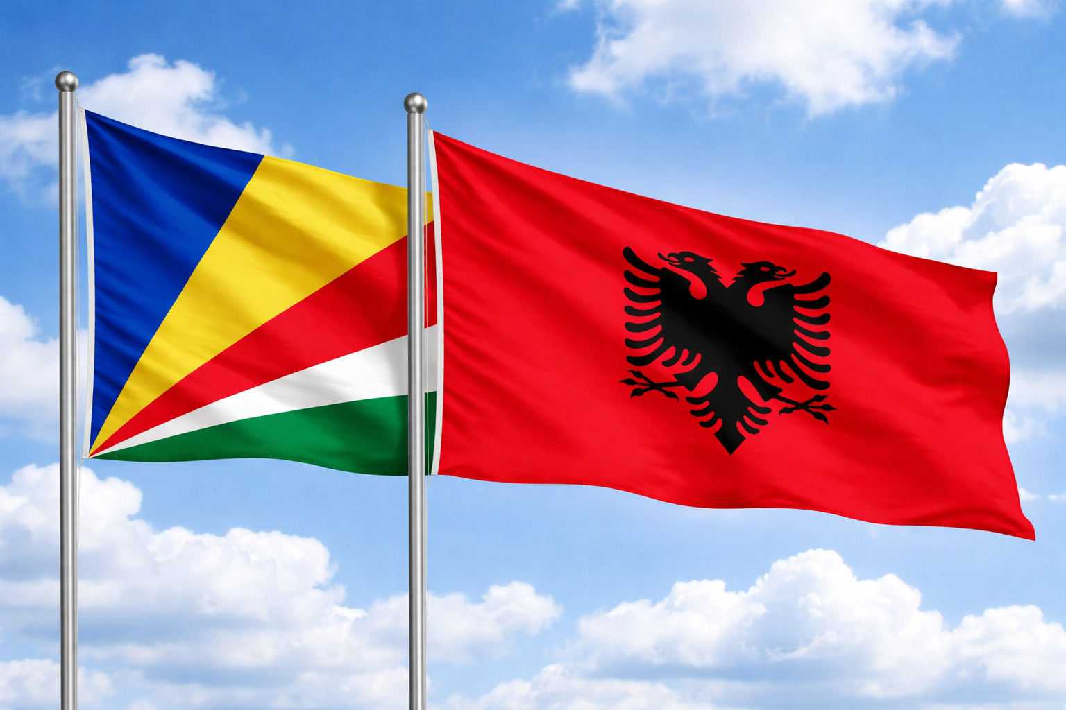 Albania And Seychelles Flags