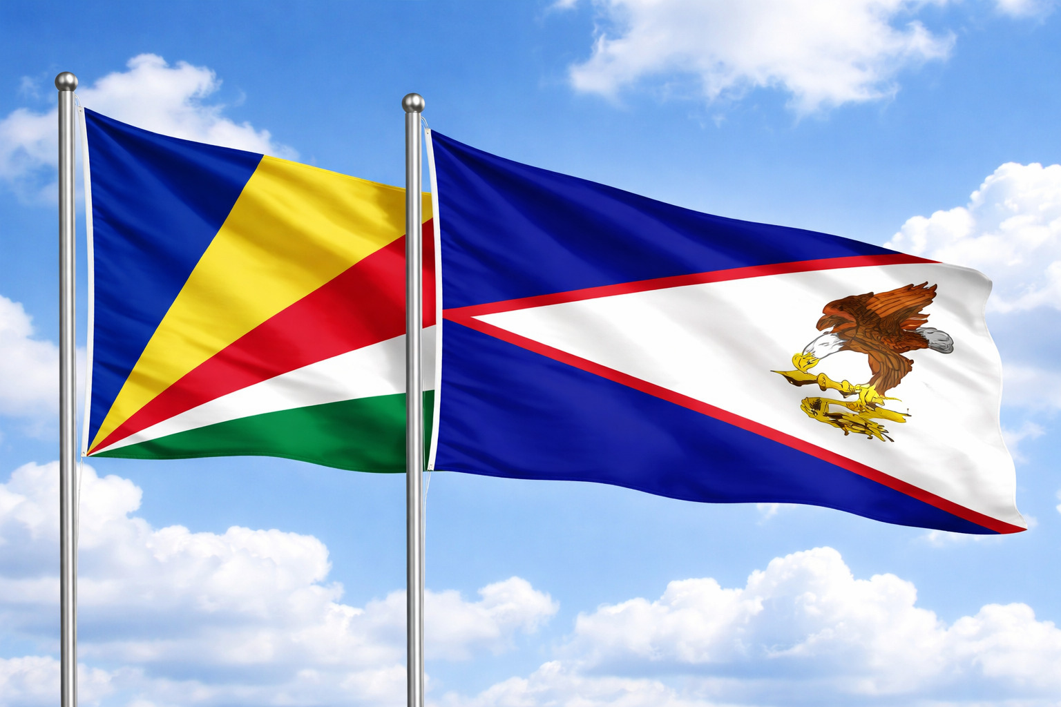 American Samoa And Seychelles Flags