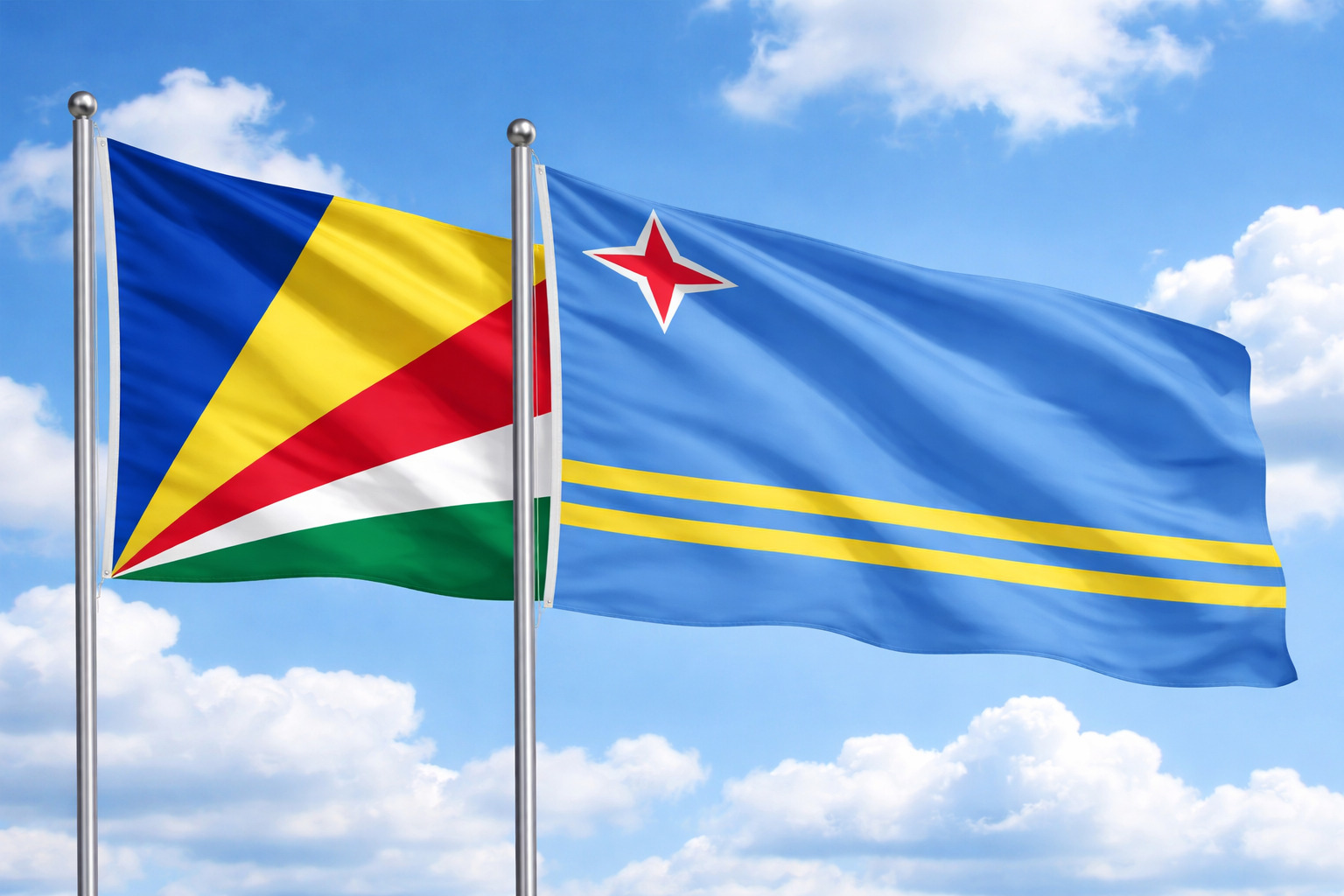 Aruba And Seychelles Flags