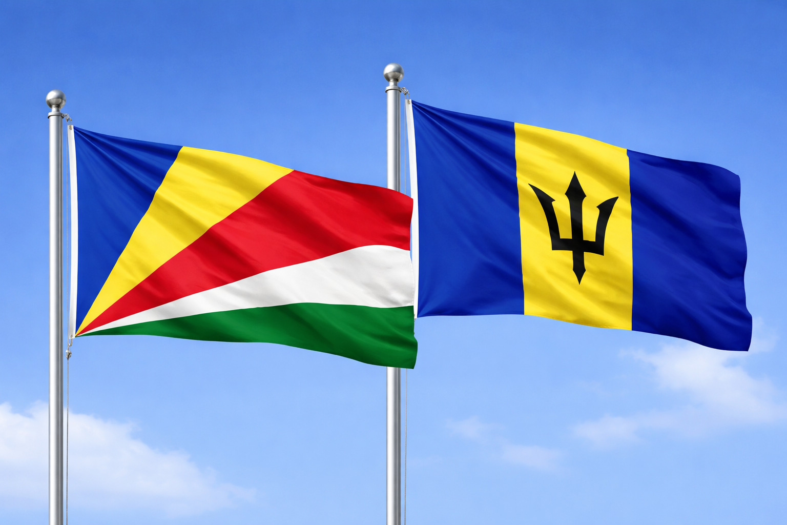 Barbados And Seychelles Flags