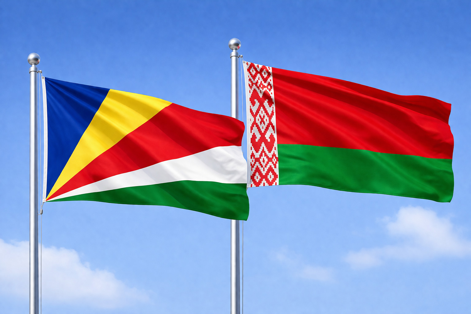 Belarus And Seychelles Flags