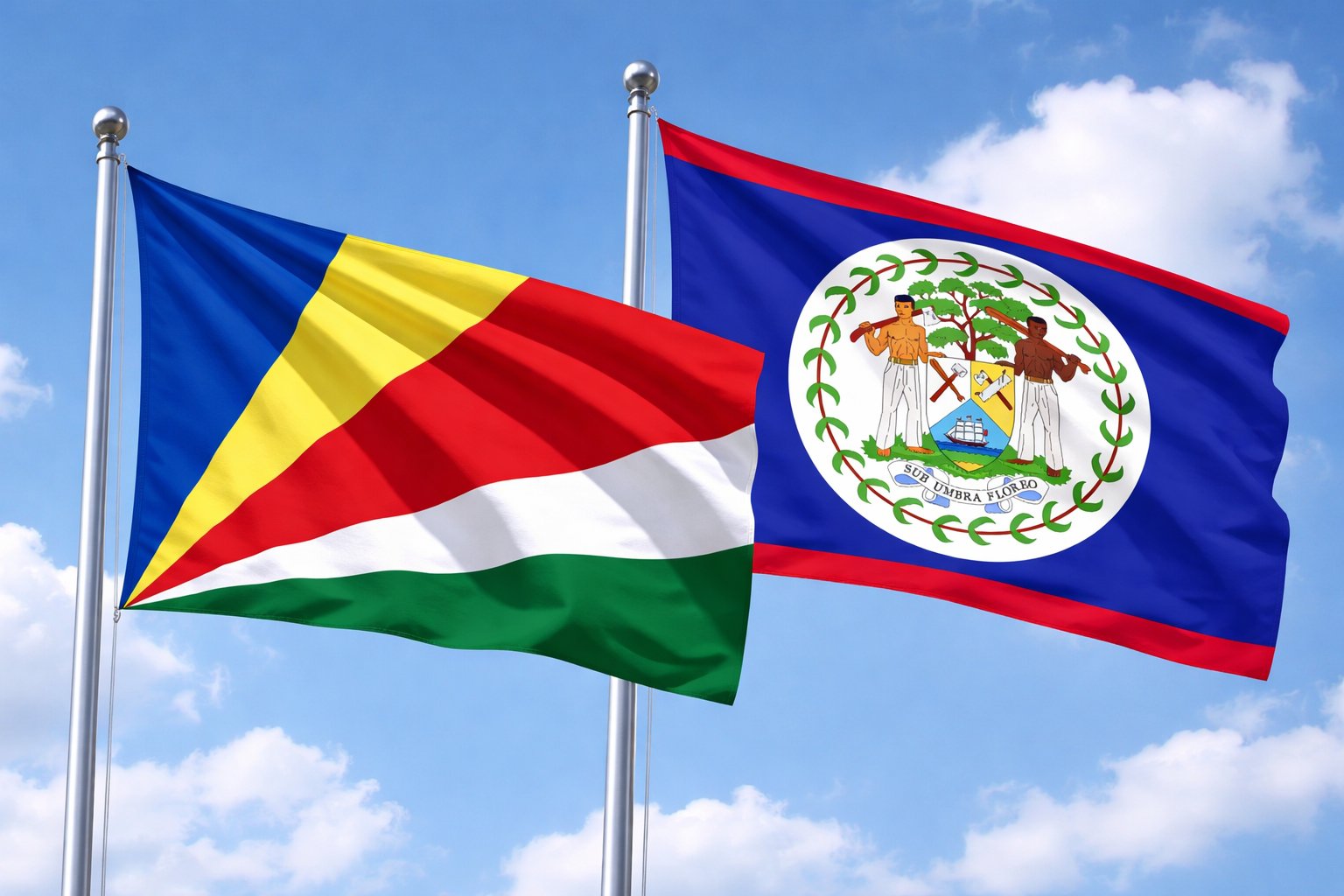 Belize And Seychelles Flags