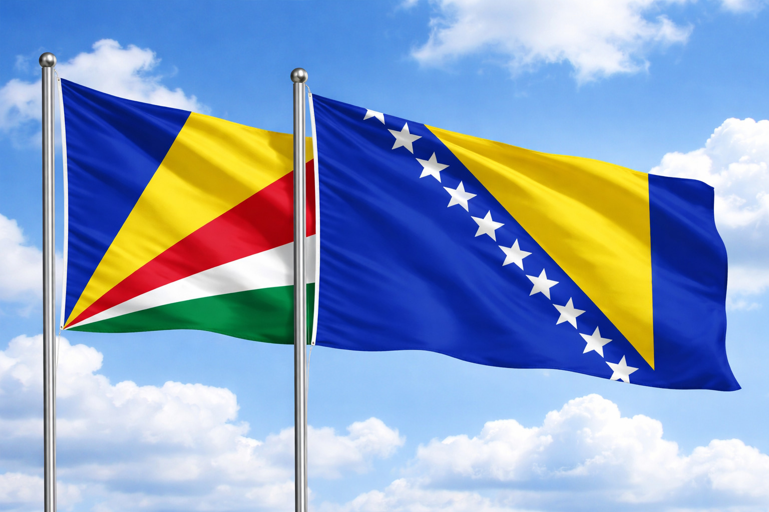 Bosnia And Herzegovina And Seychelles Flags