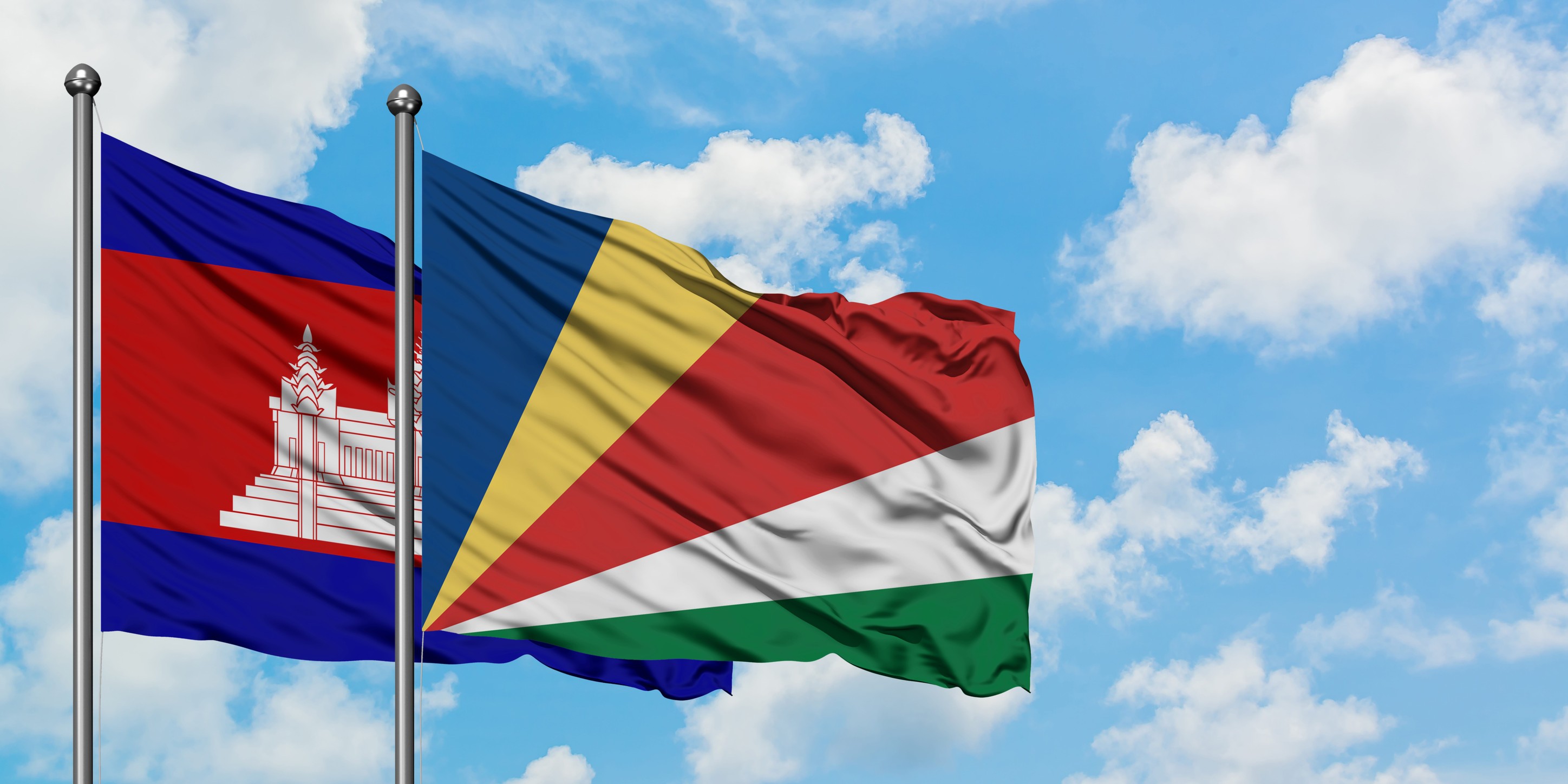 Flags Of Seychelles And Cambodia