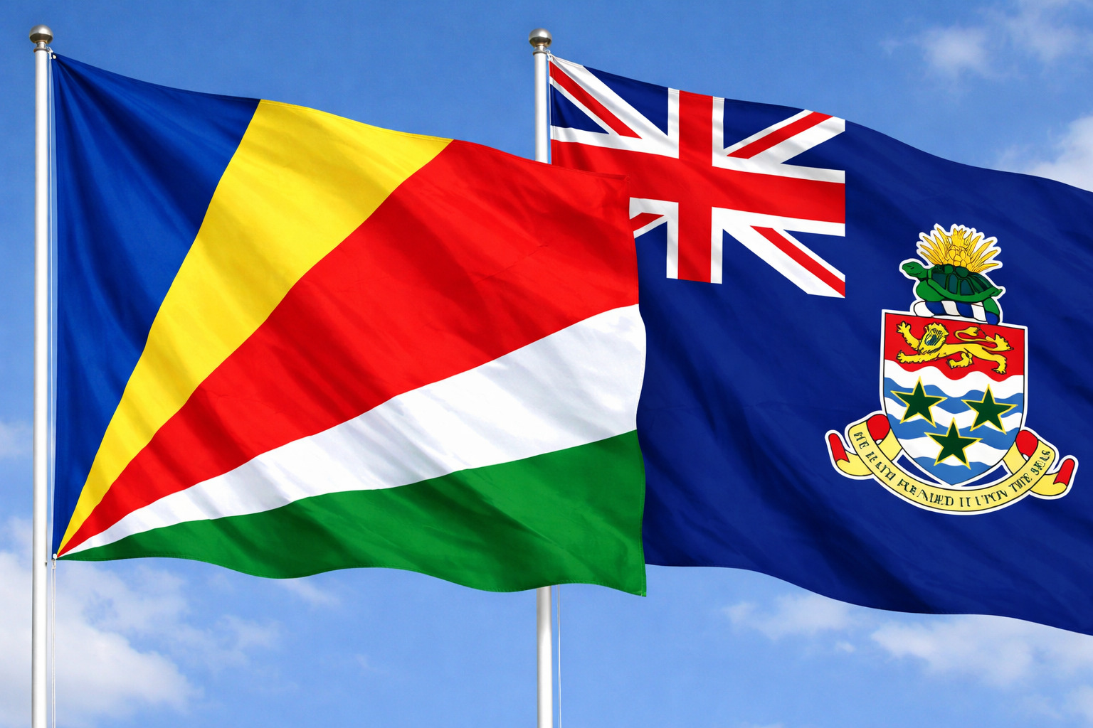 Cayman Islands And Seychelles Flags