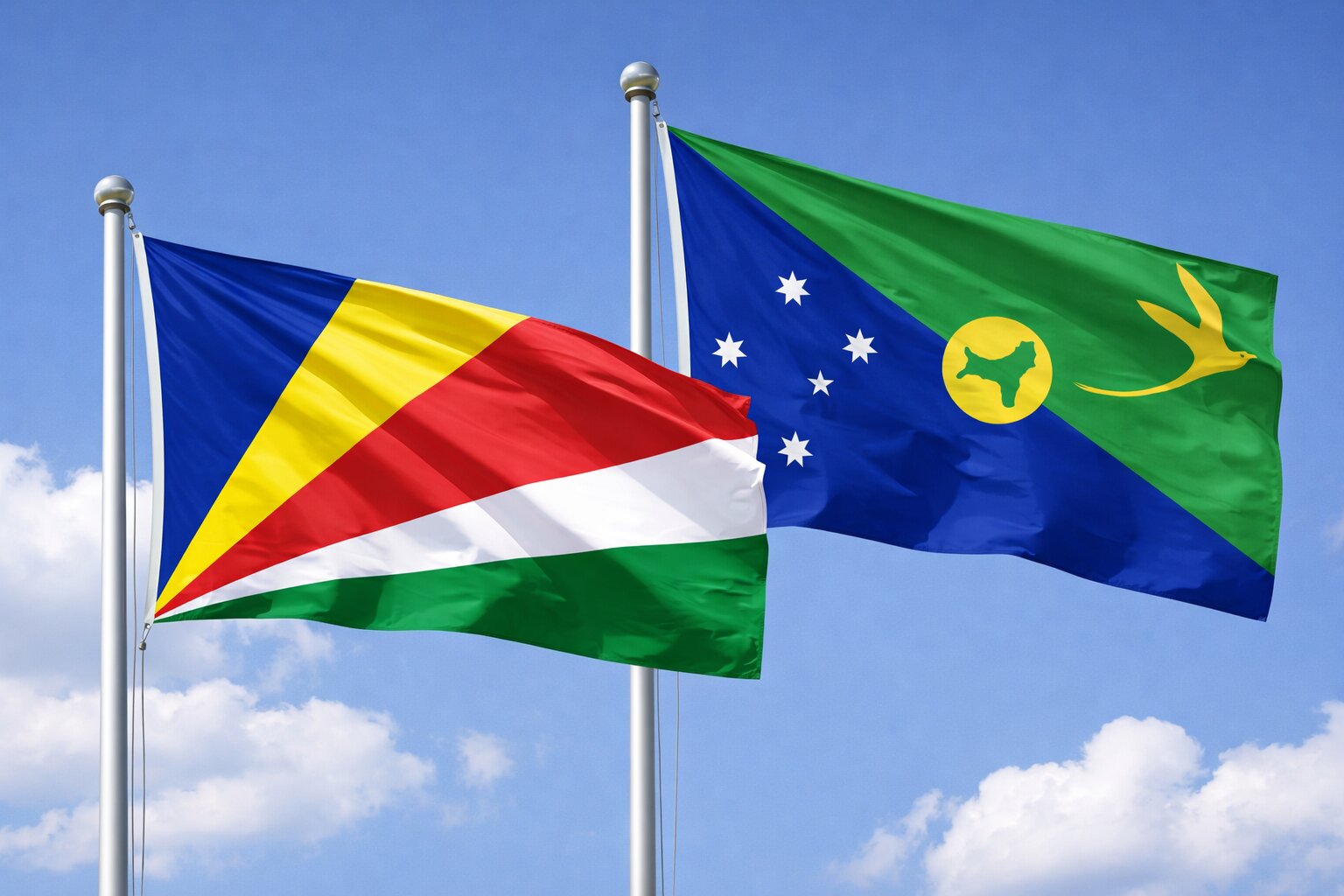 Christmas Island And Seychelles Flags