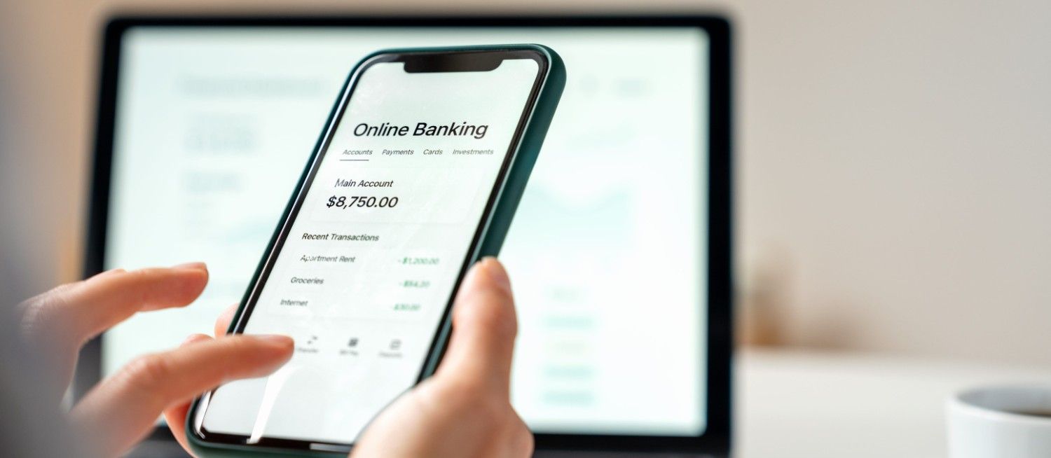 Closeup Screen Of Smart Phone With Digital Bank Interface