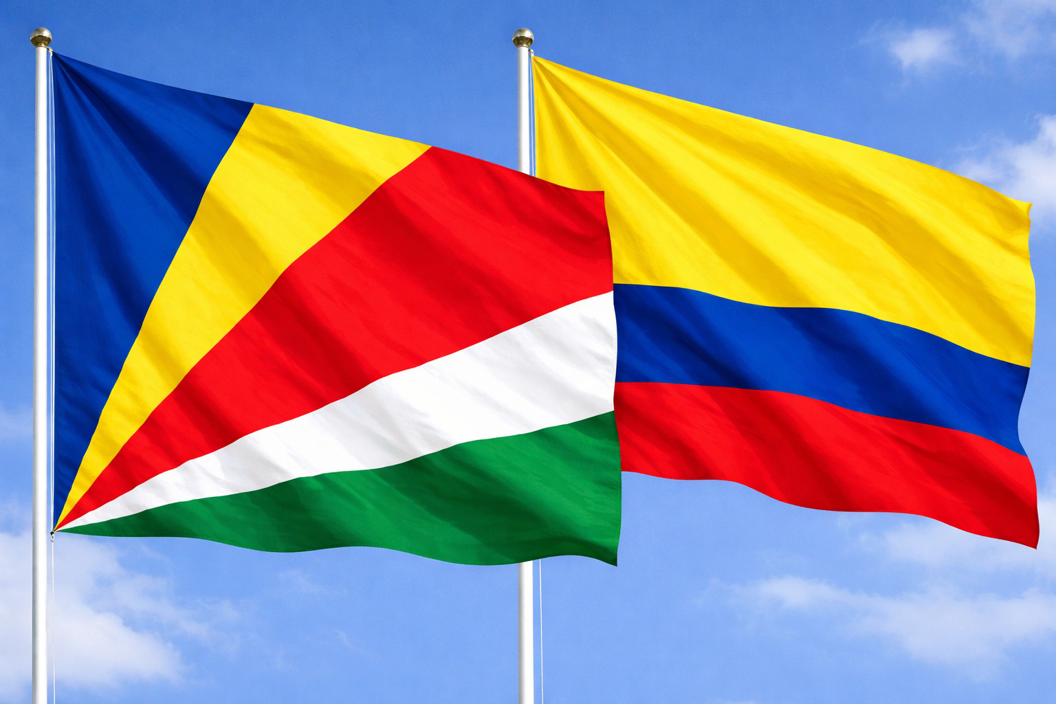 Colombia And Seychelles Flags