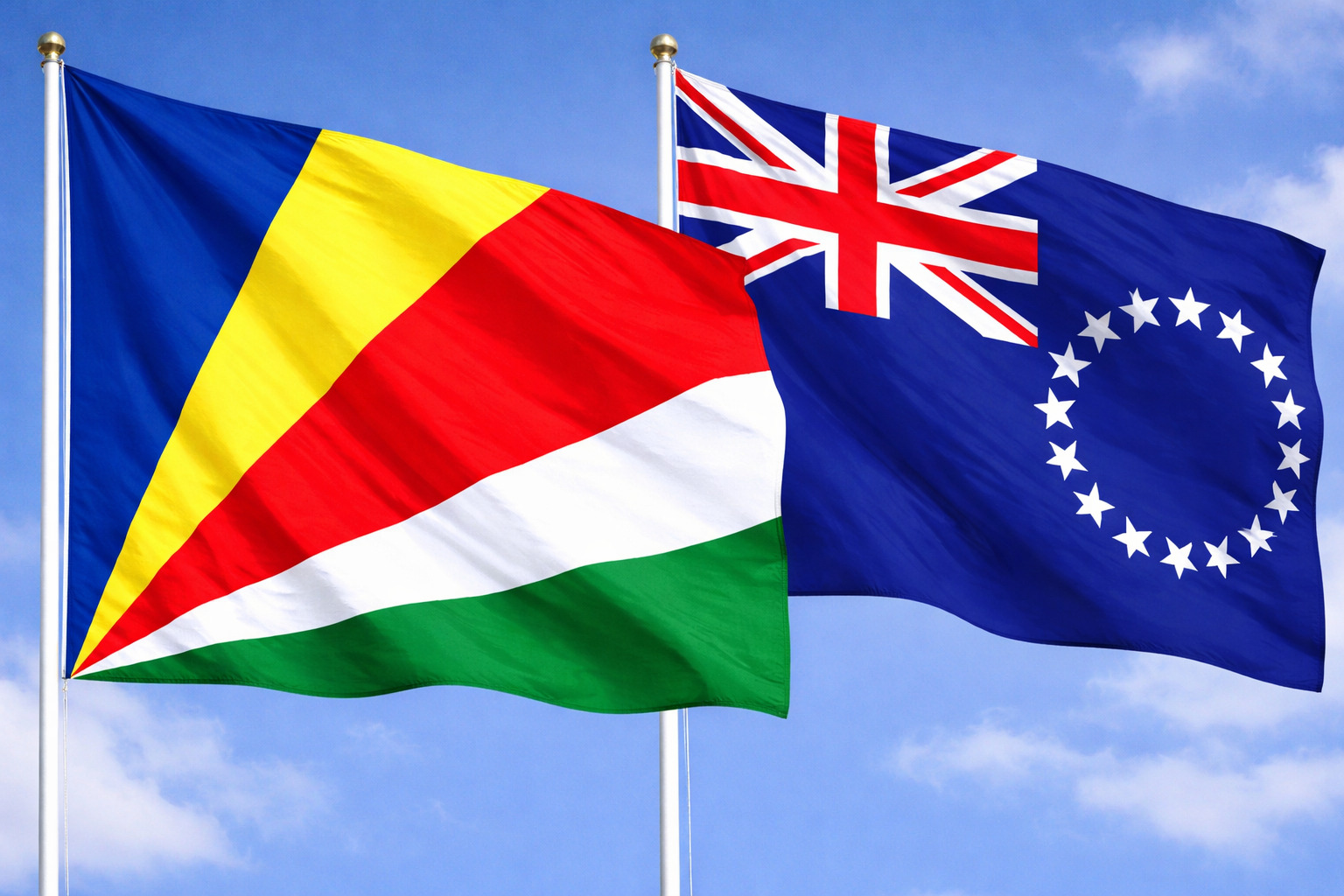 Cook Islands And Seychelles Flags
