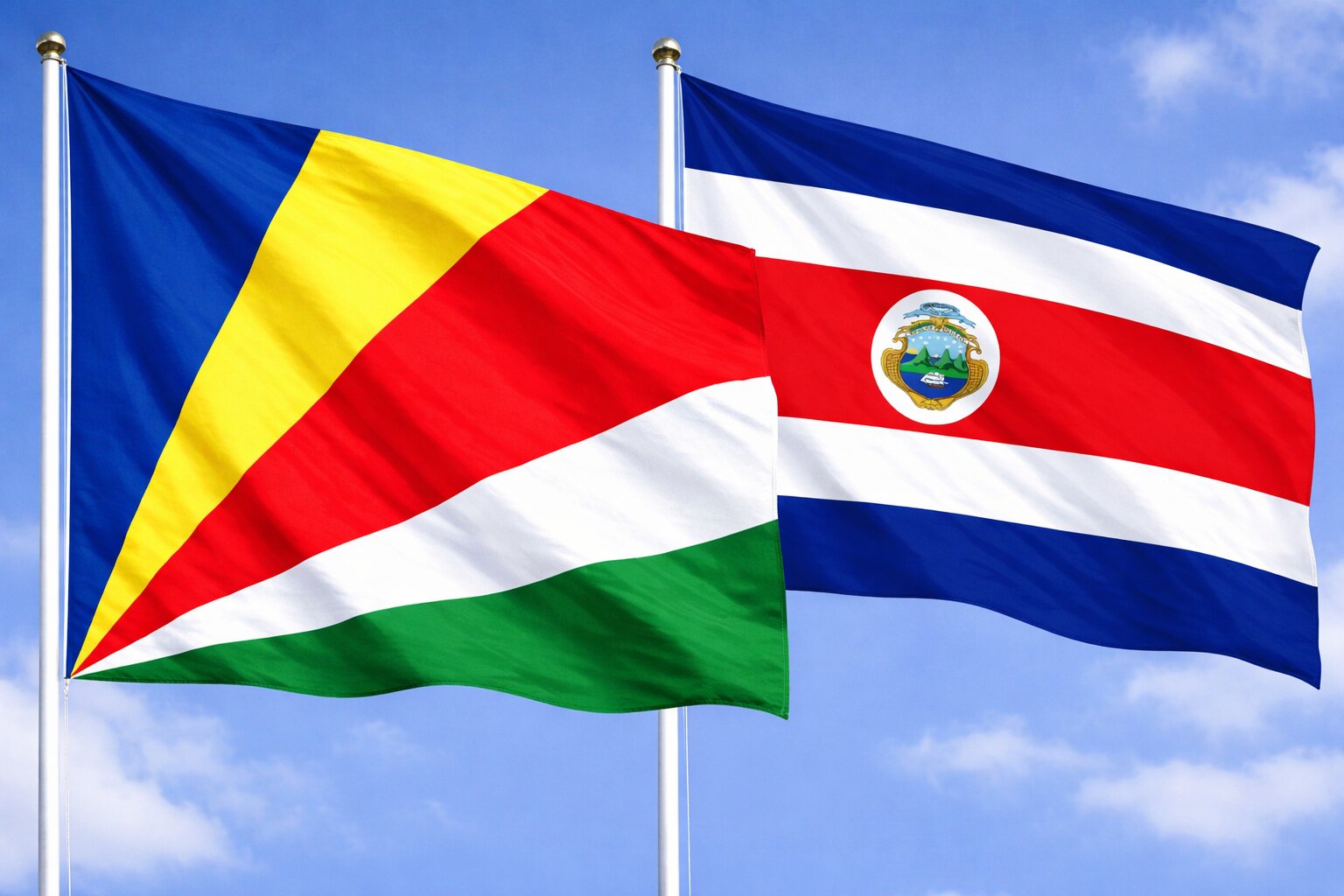 Costa Rica And Seychelles Flags