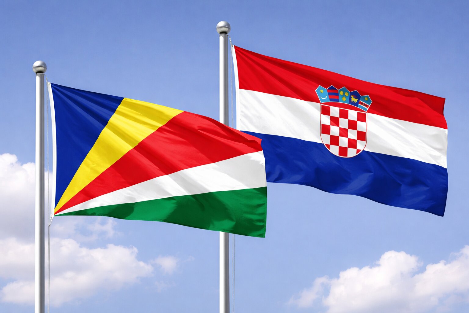 Croatia And Seychelles Flags