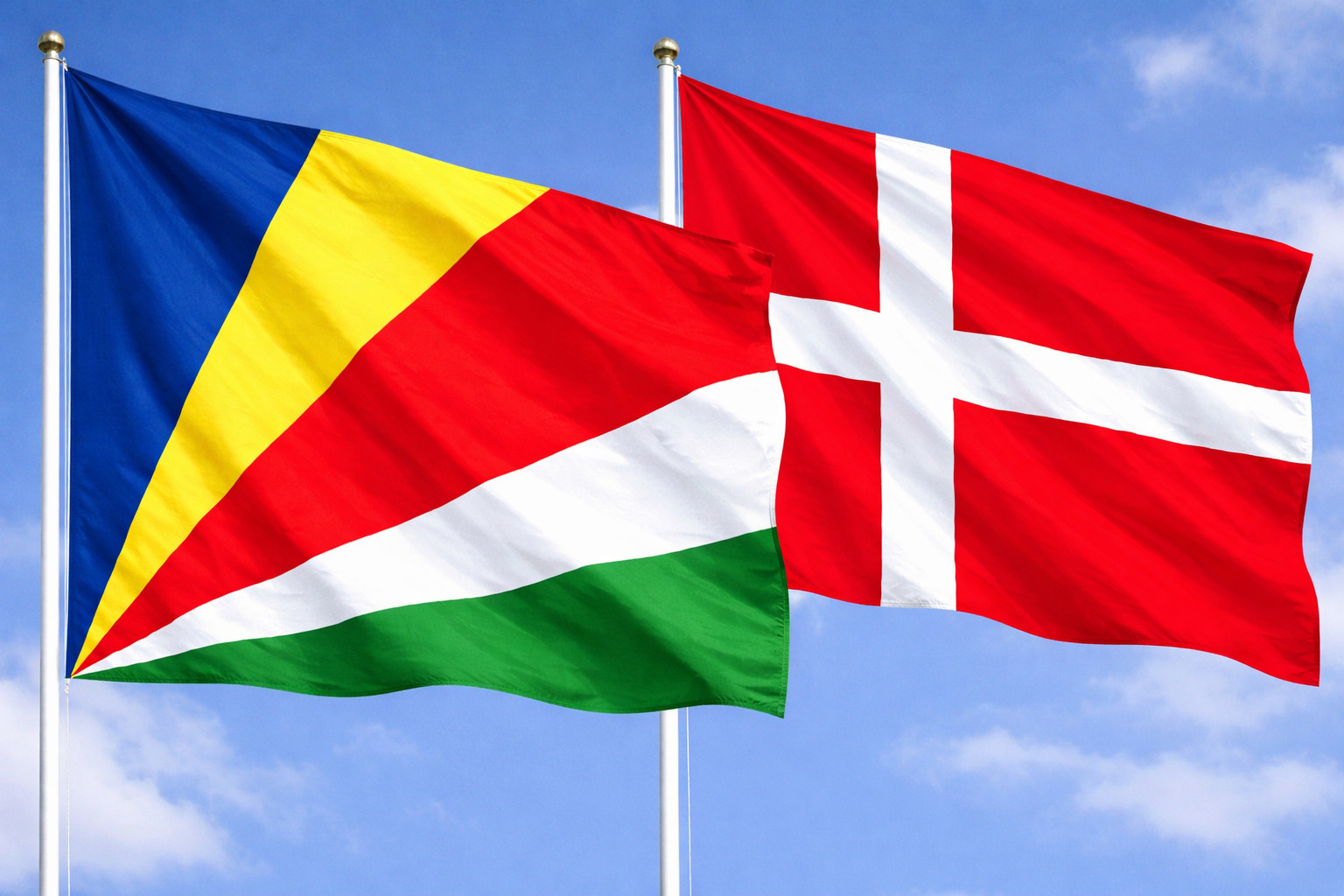 Denmark And Seychelles Flags