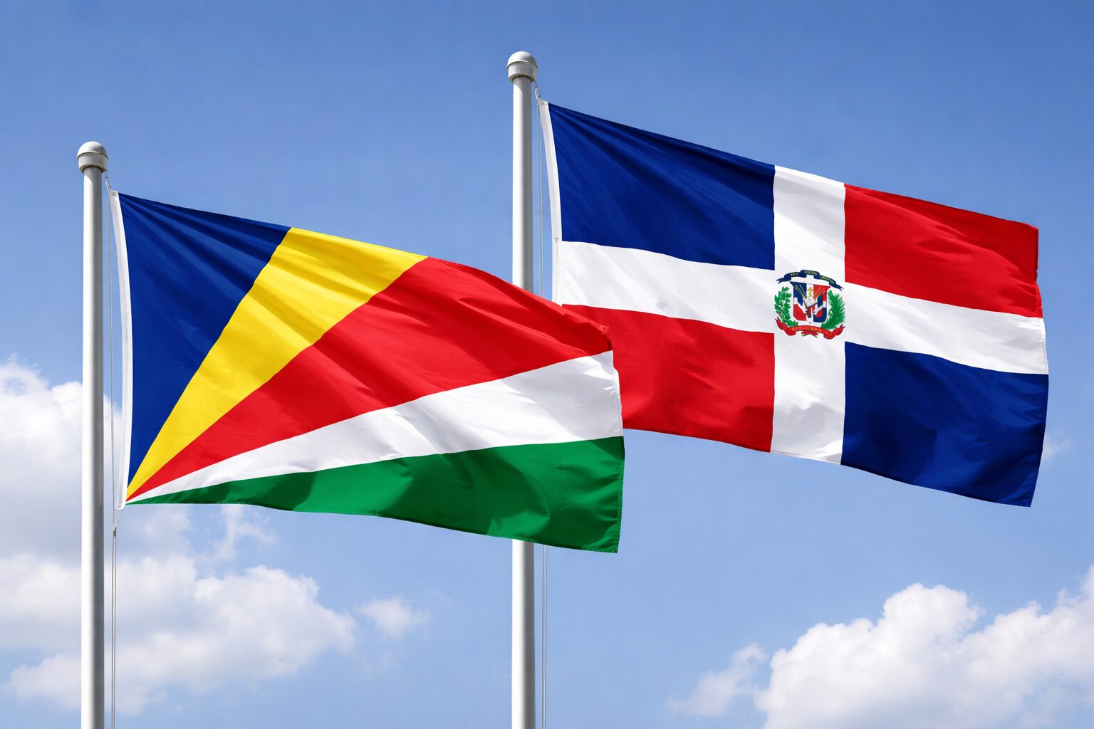 Dominican Republic And Seychelles Flags