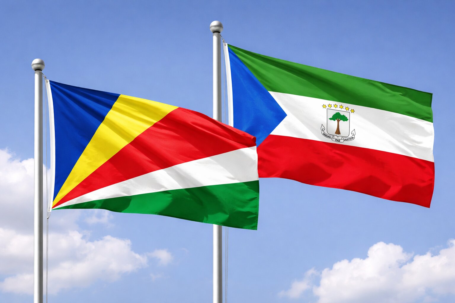 Equatorial Guinea And Seychelles Flags