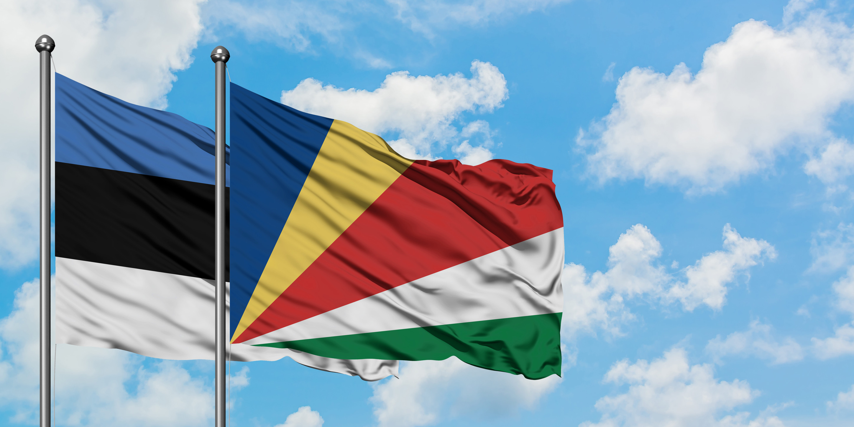 Flags Of Seychelles And Estonia