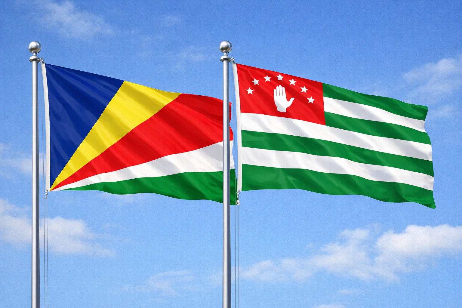 Flags Of Seychelles And Abkhazia