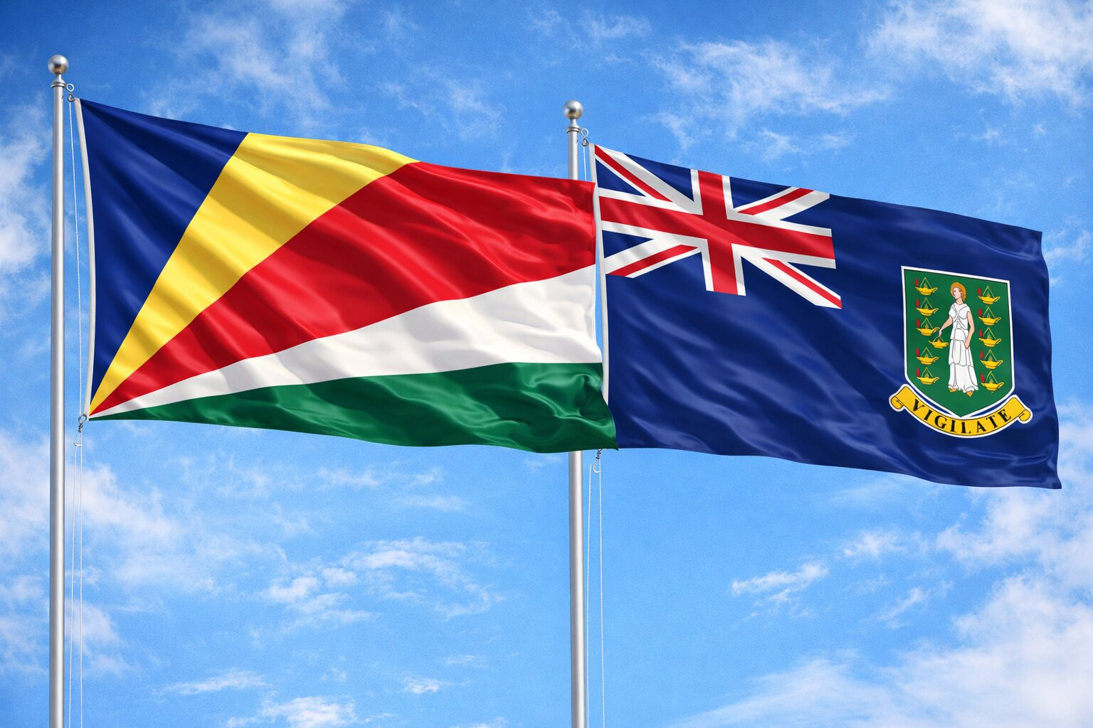 Flags Of Seychelles And British Virgin Islands