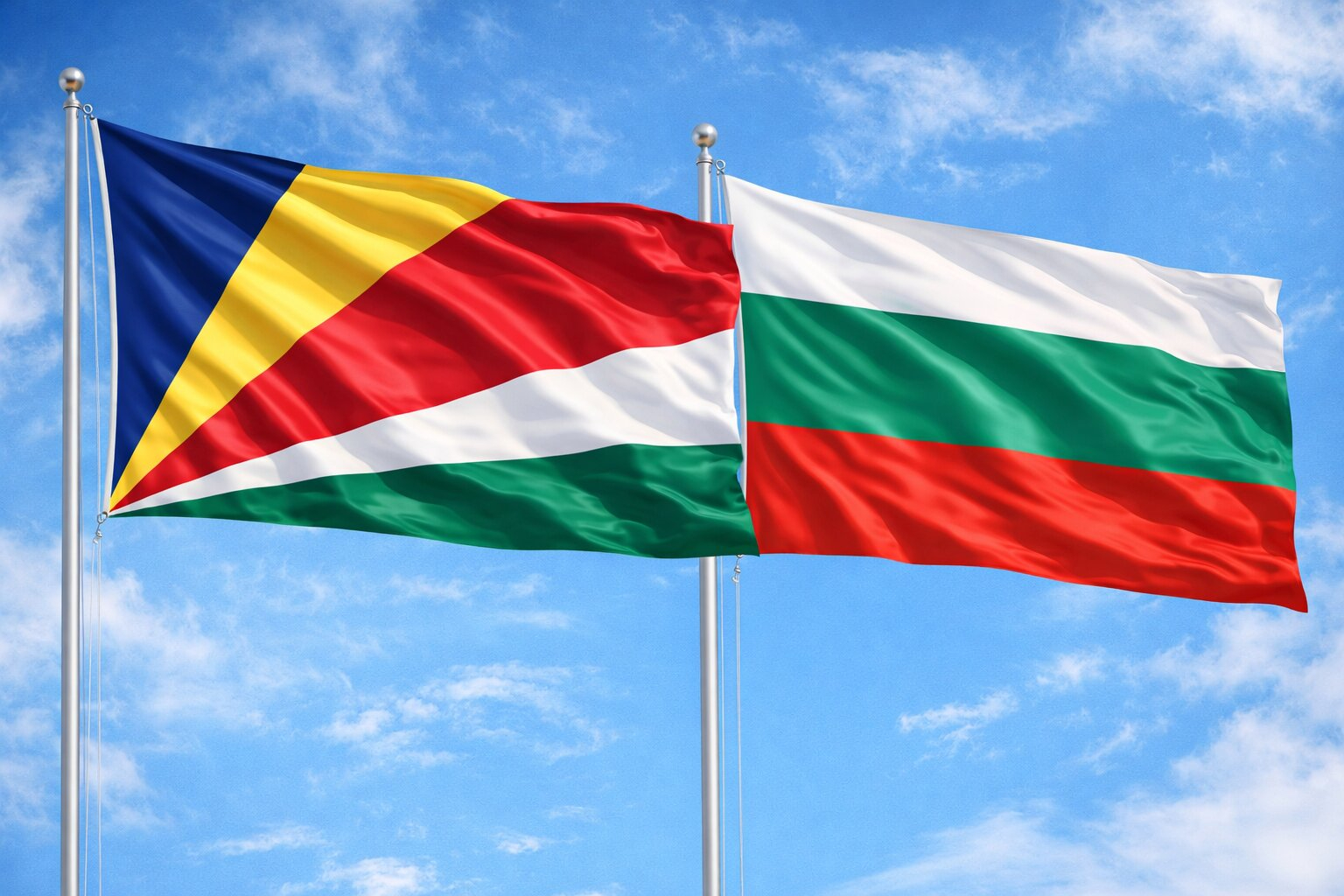 Flags Of Seychelles And Bulgaria