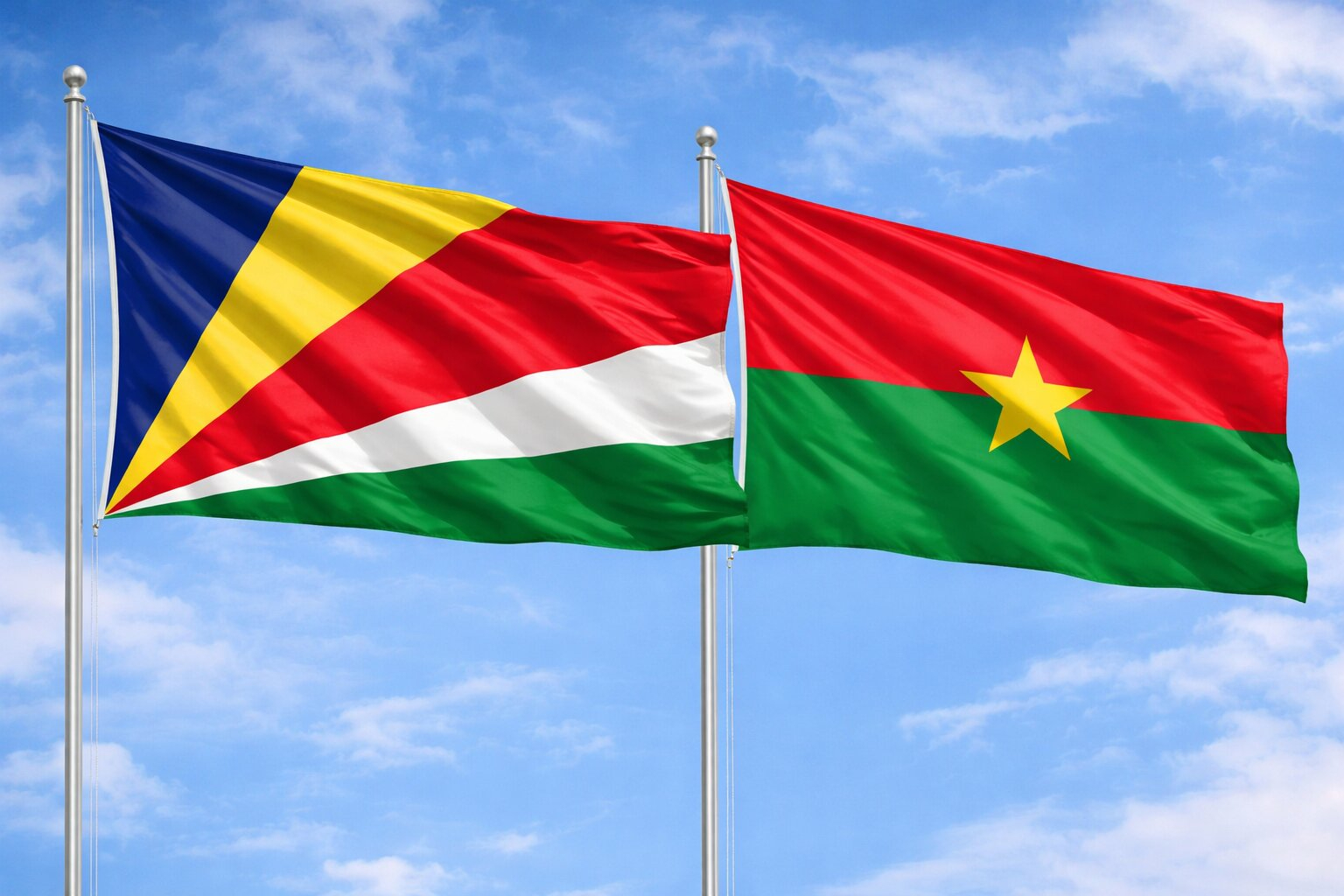 Flags Of Seychelles And Burkina Faso