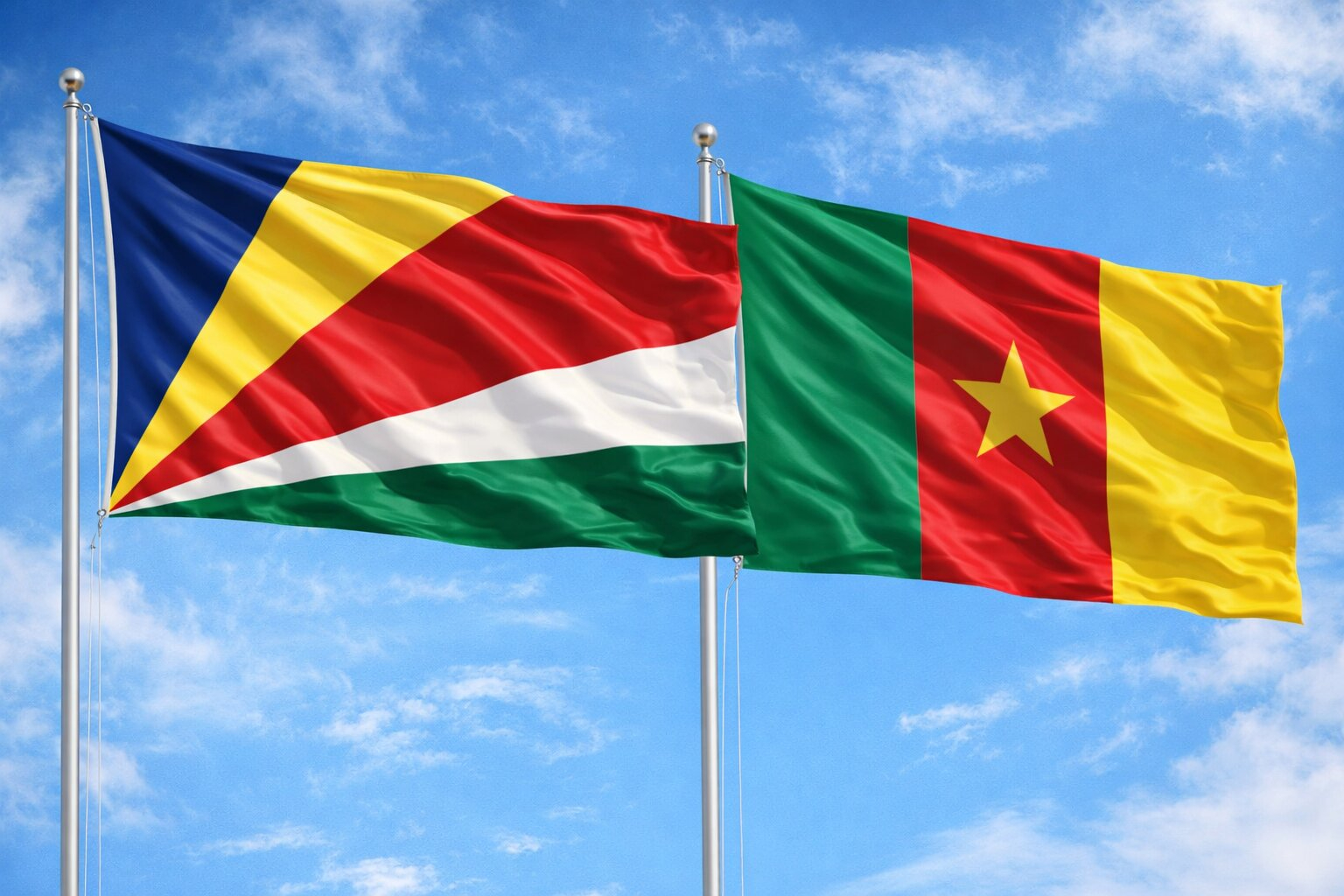 Flags Of Seychelles And Cameroon