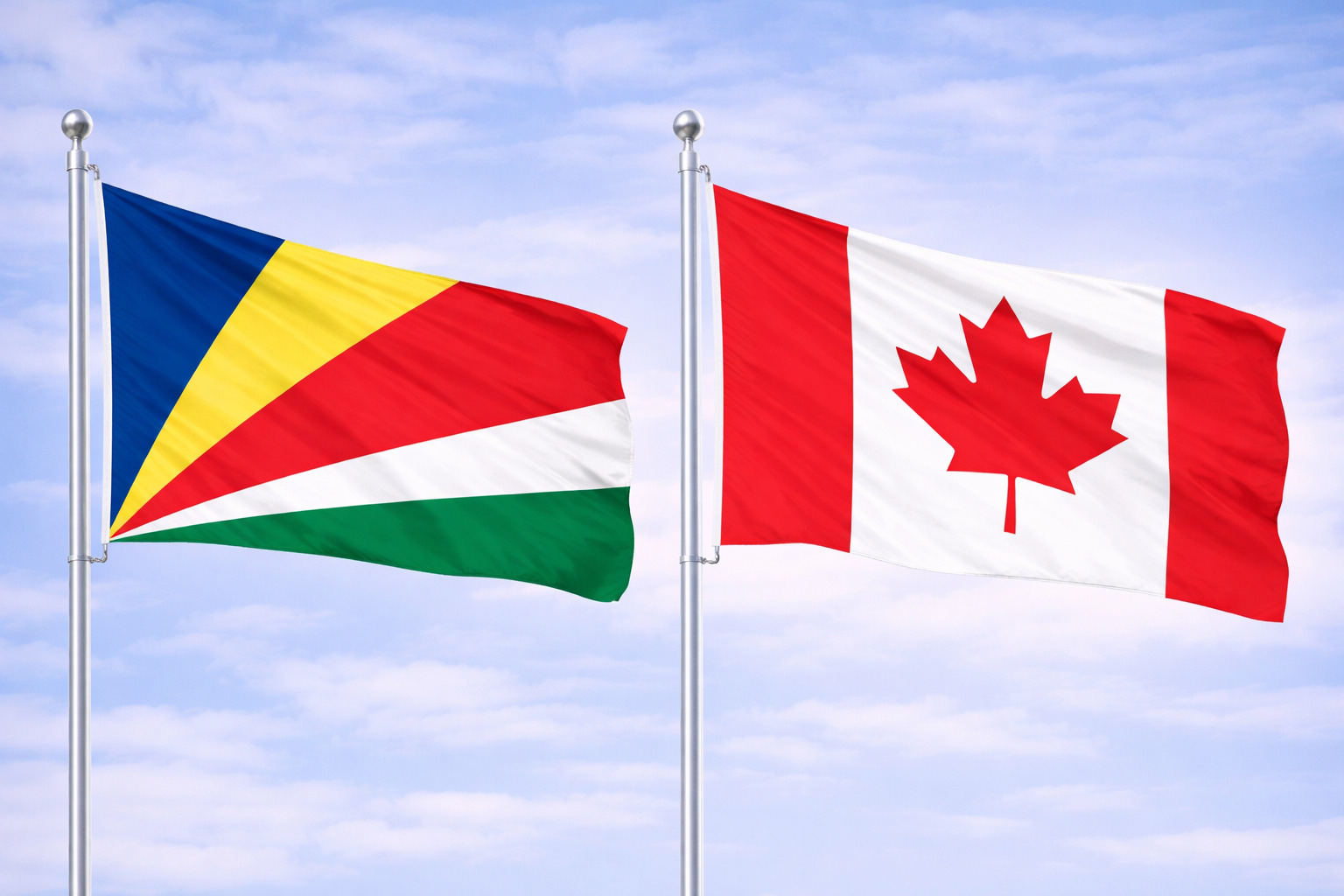 Flags Of Seychelles And Canada