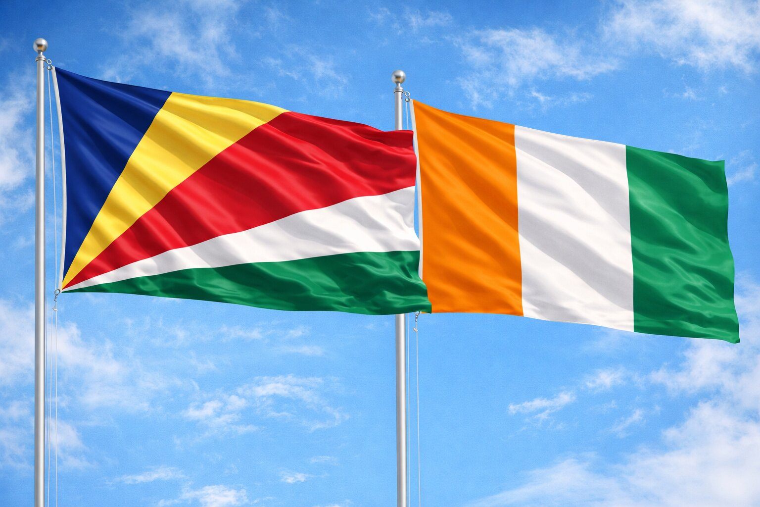 Flags Of Seychelles And Cote Divorie