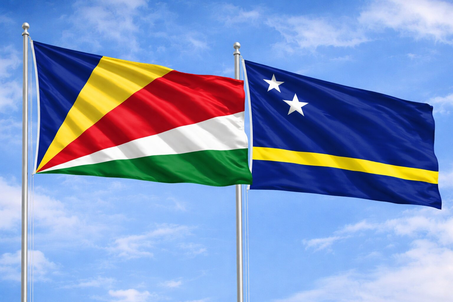 Flags Of Seychelles And Curacao
