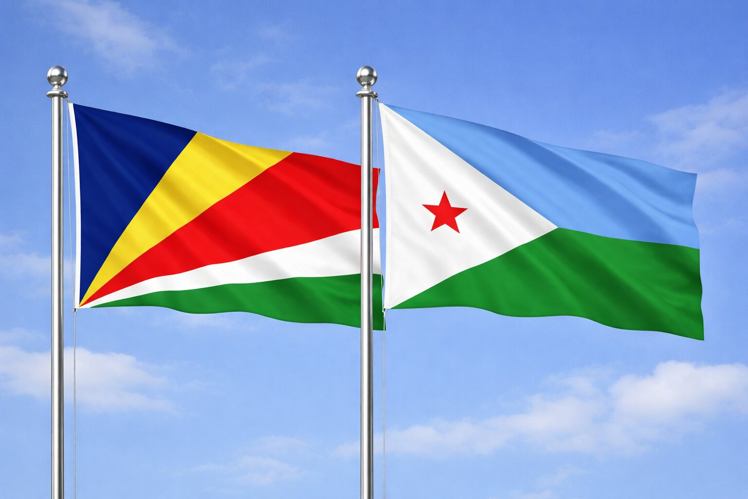 Flags Of Seychelles And Djibouti