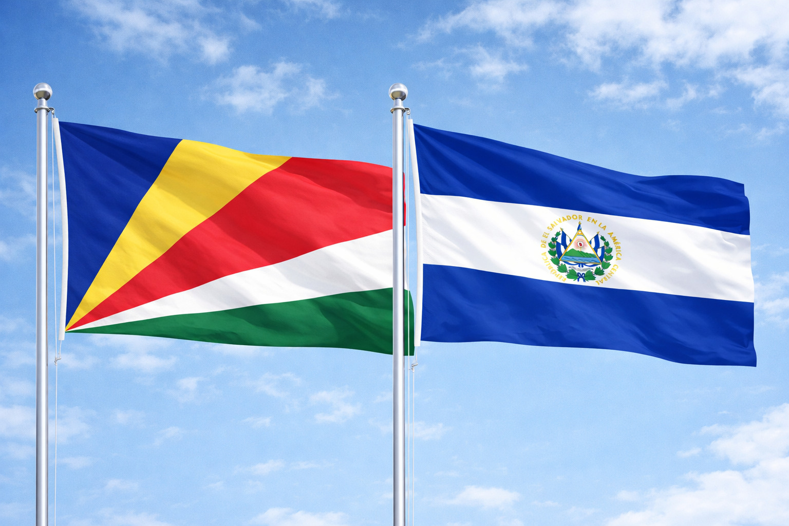 Flags Of Seychelles And El Salvador