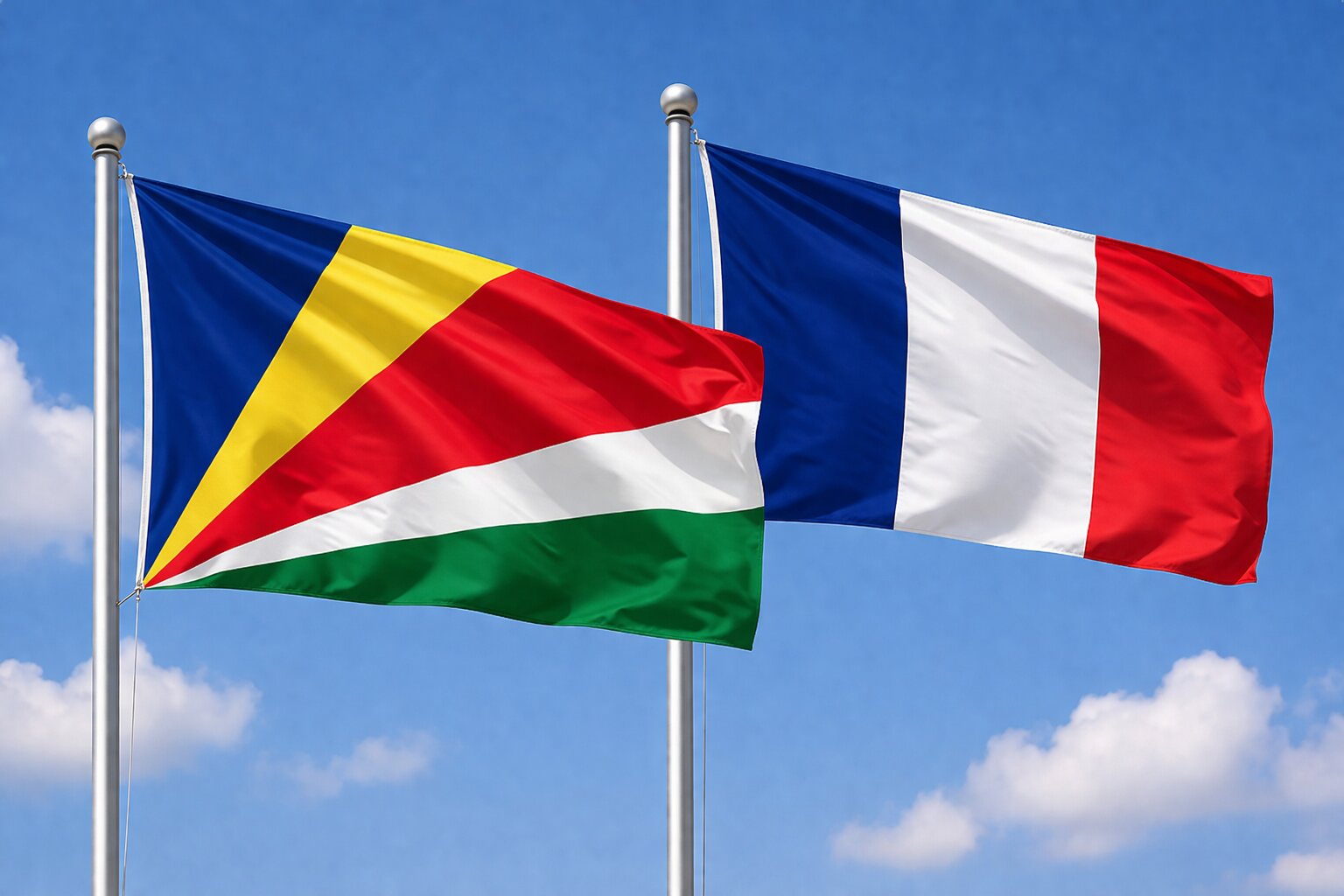 France And Seychelles Flags