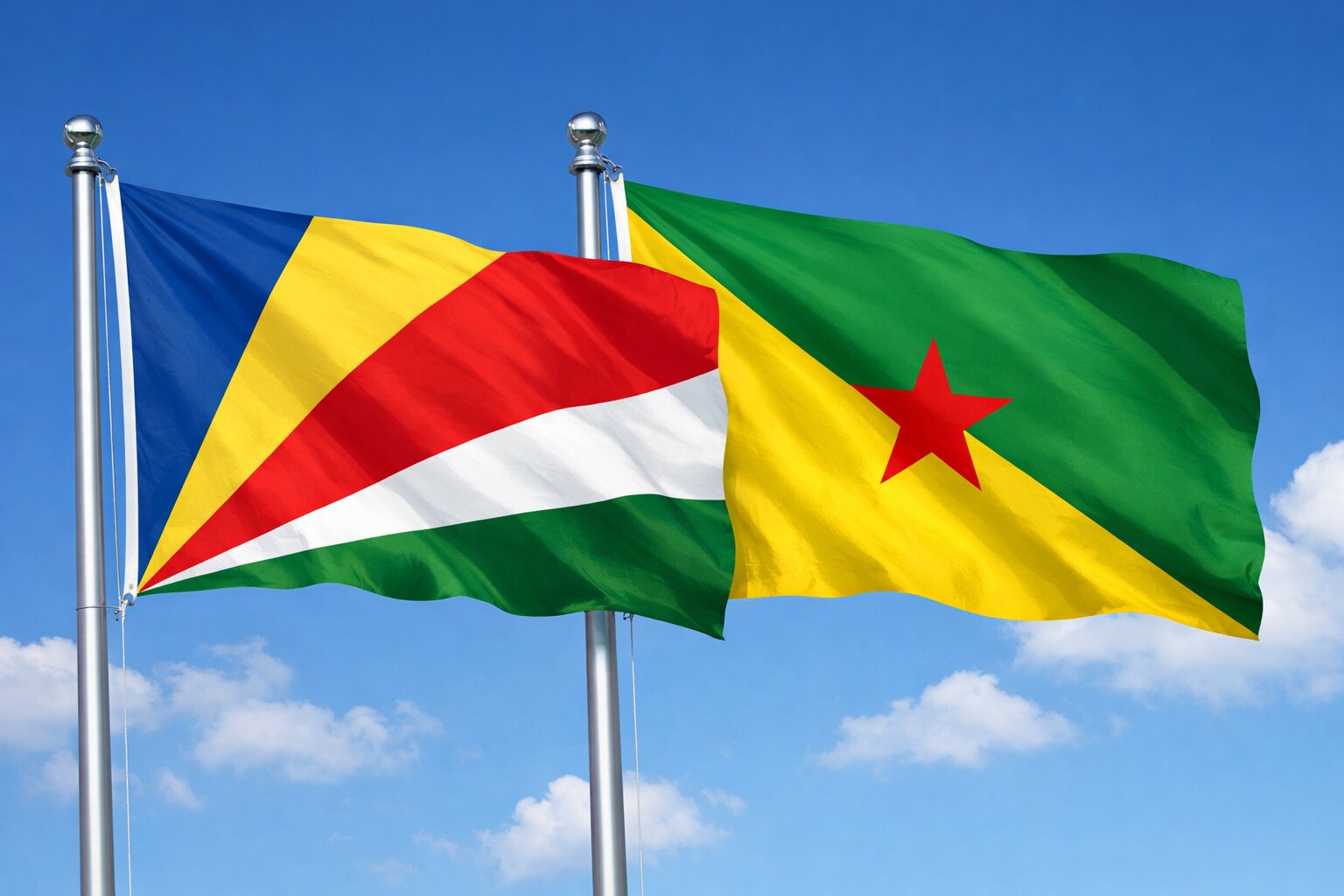 French Guiana And Seychelles Flags