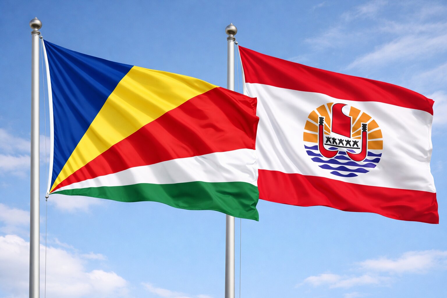 French Polynesia And Seychelles Flags
