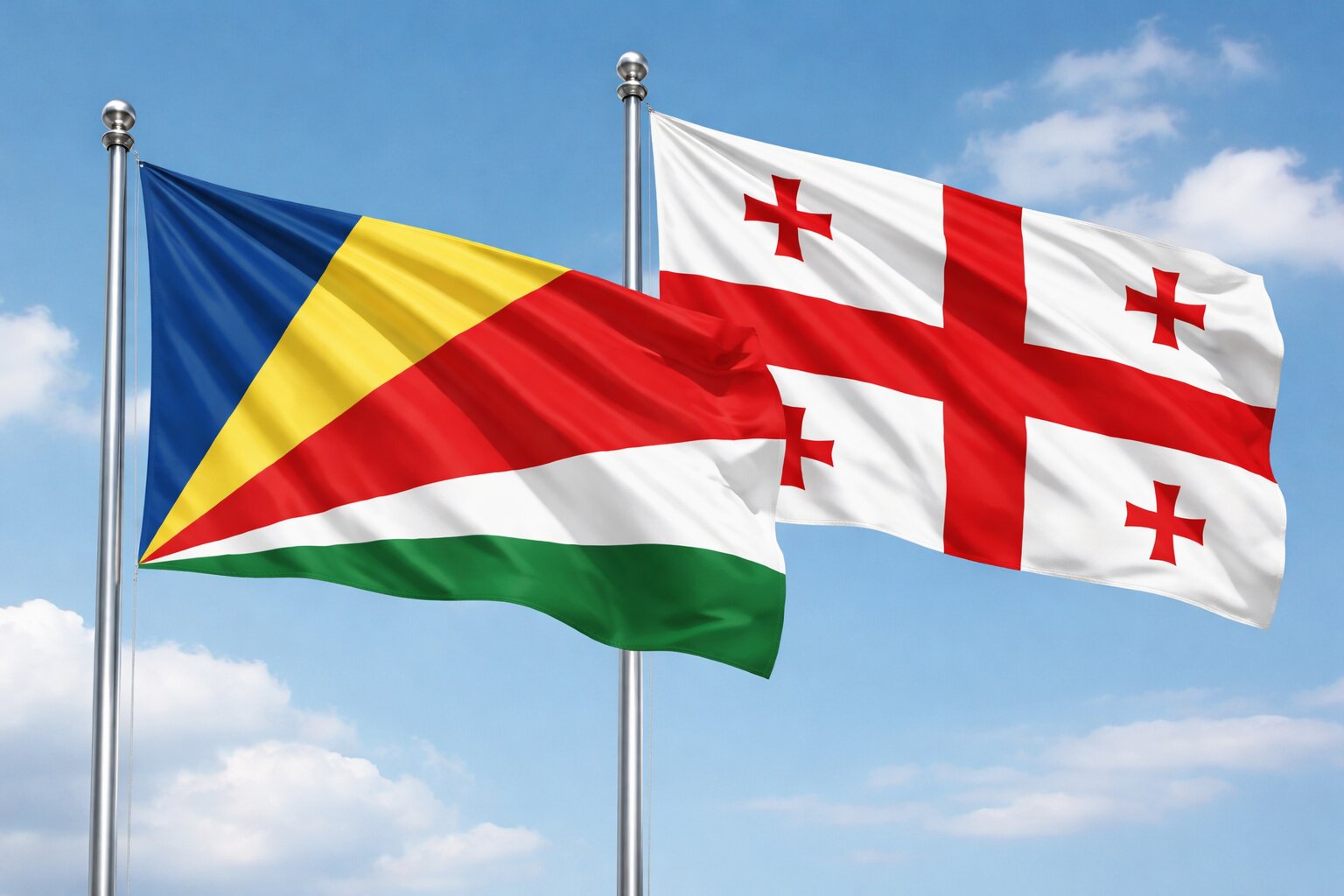 Georgia And Seychelles Flags