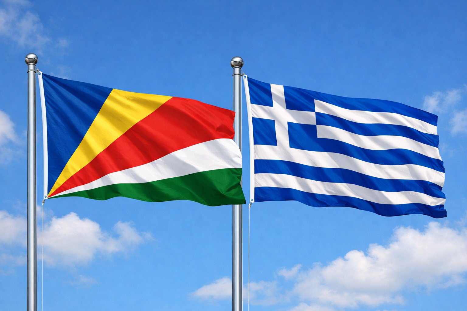 Greece And Seychelles Flags