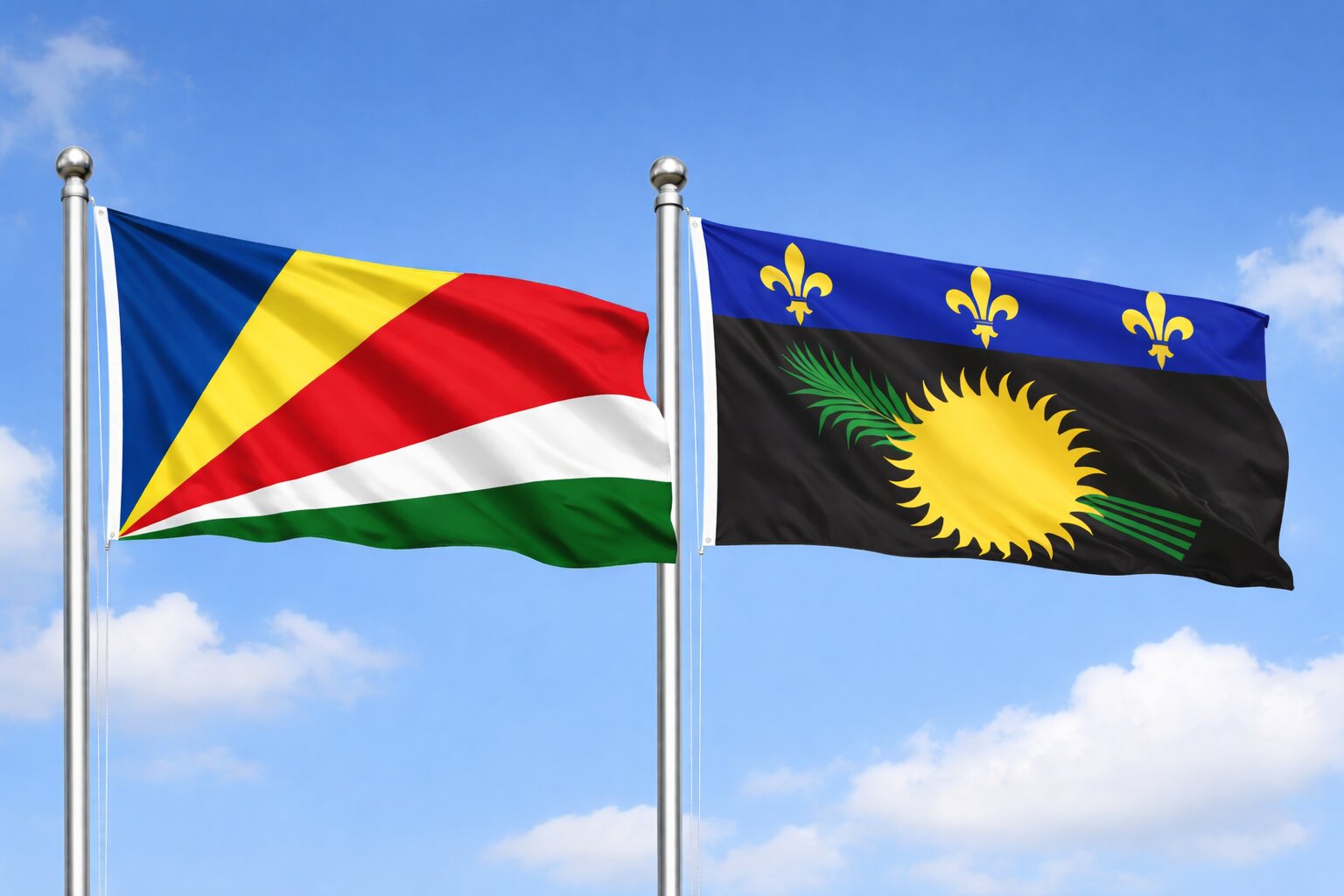 Guadeloupe And Seychelles Flags