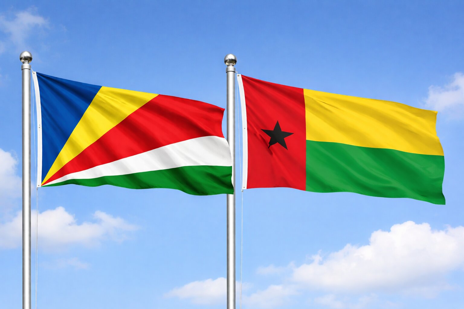 Guinea-Bissau And Seychelles Flags