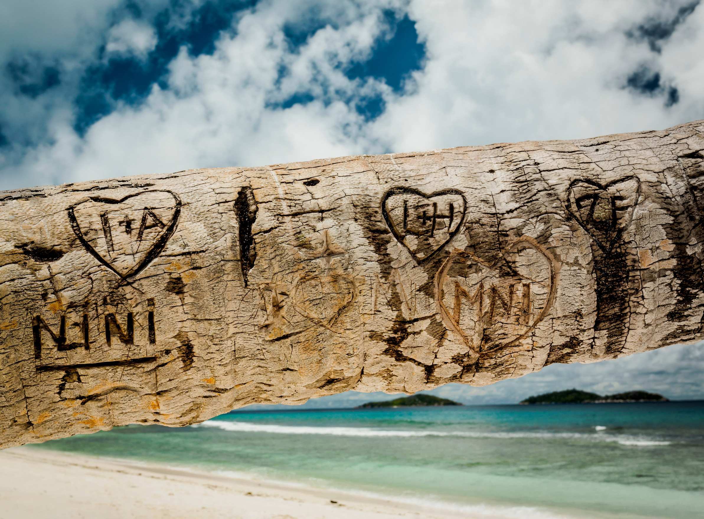Handwritten Love Messages On Wooden Board In Seychelles