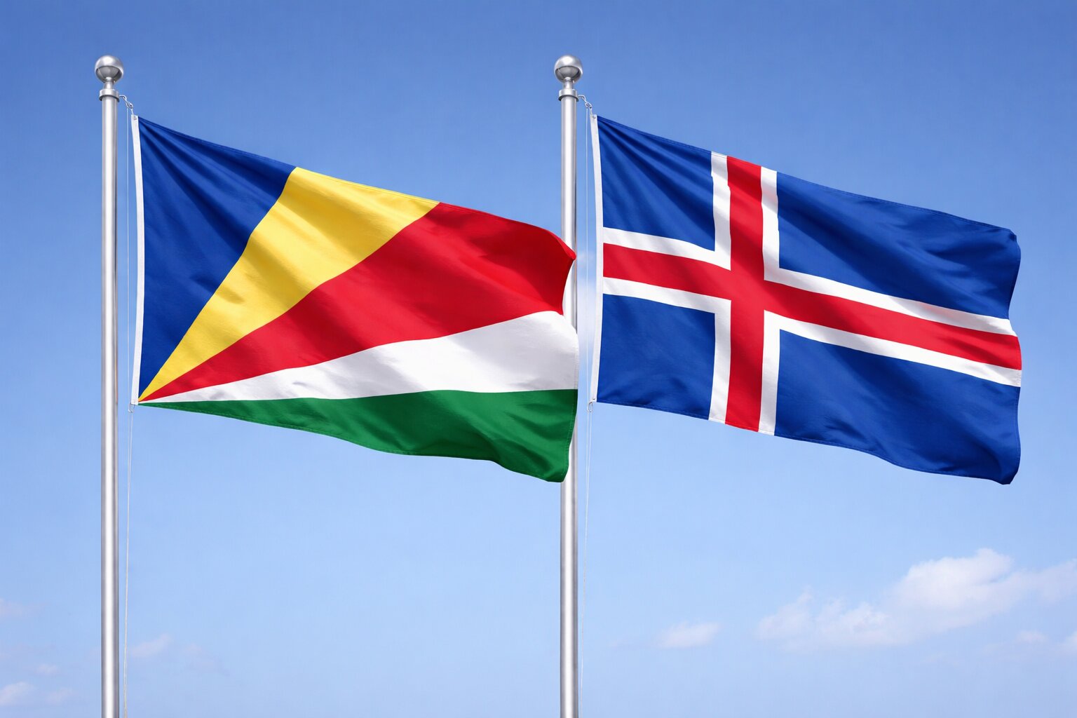 Iceland And Seychelles Flags