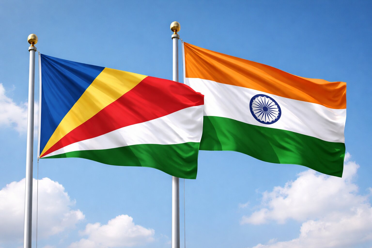 India And Seychelles Flags