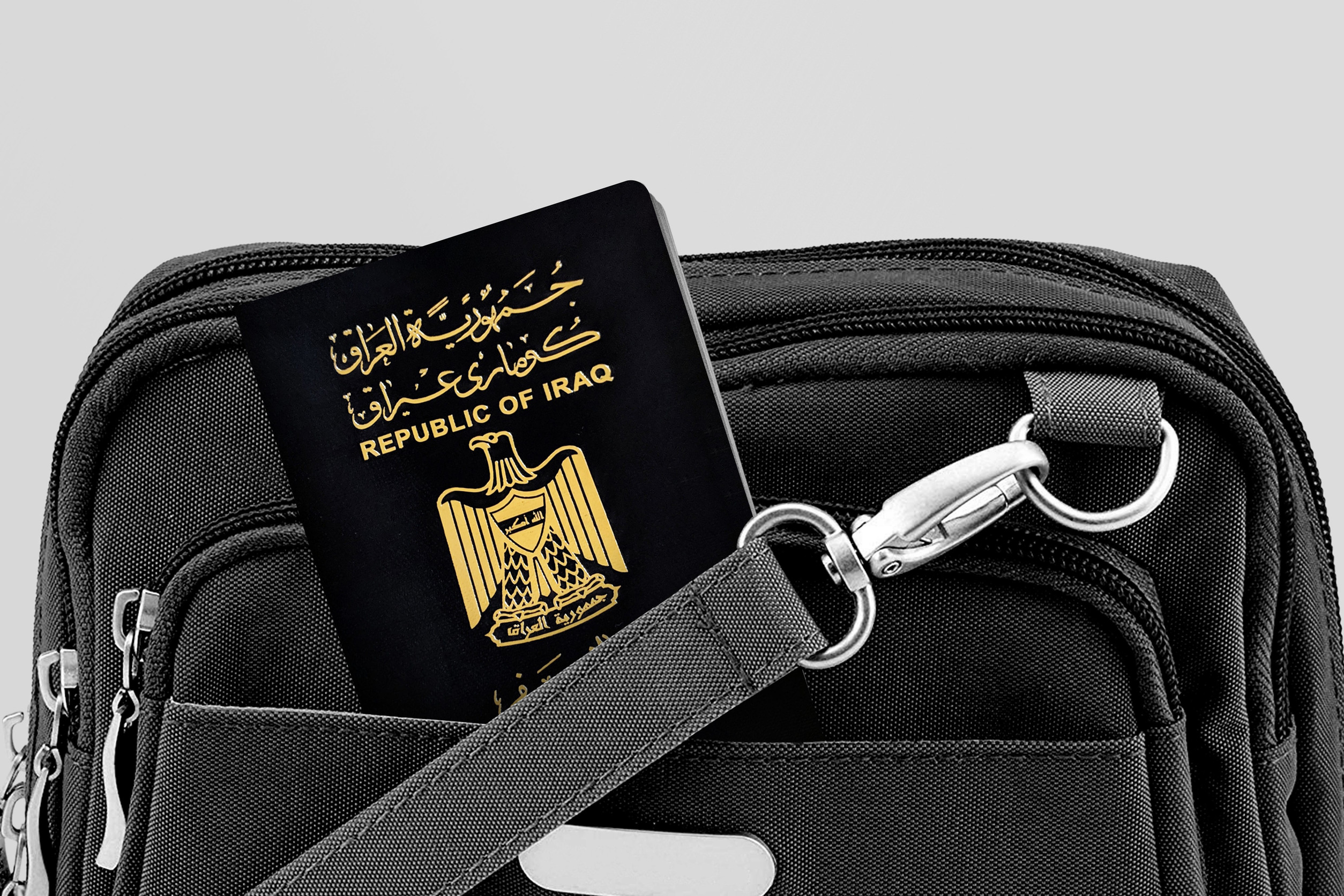 Iraq Passport in Travel Bag