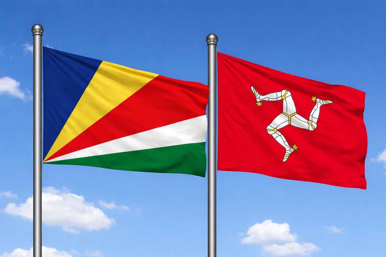 Isle Of Man And Seychelles Flags