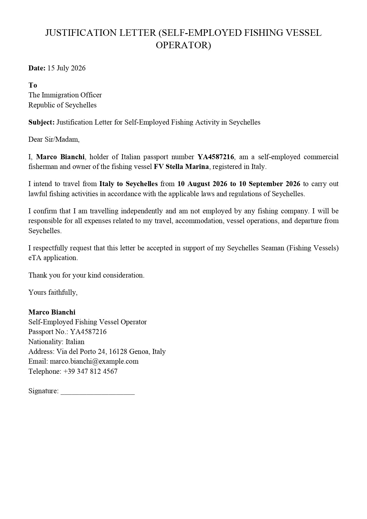 Justification Letter Sample
