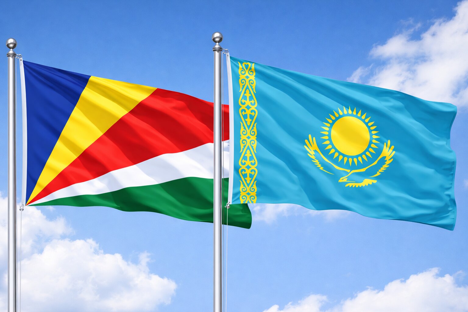 Kazakhstan And Seychelles Flags