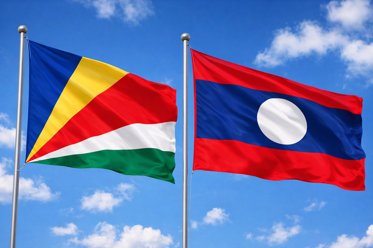 Laos And Seychelles Flags