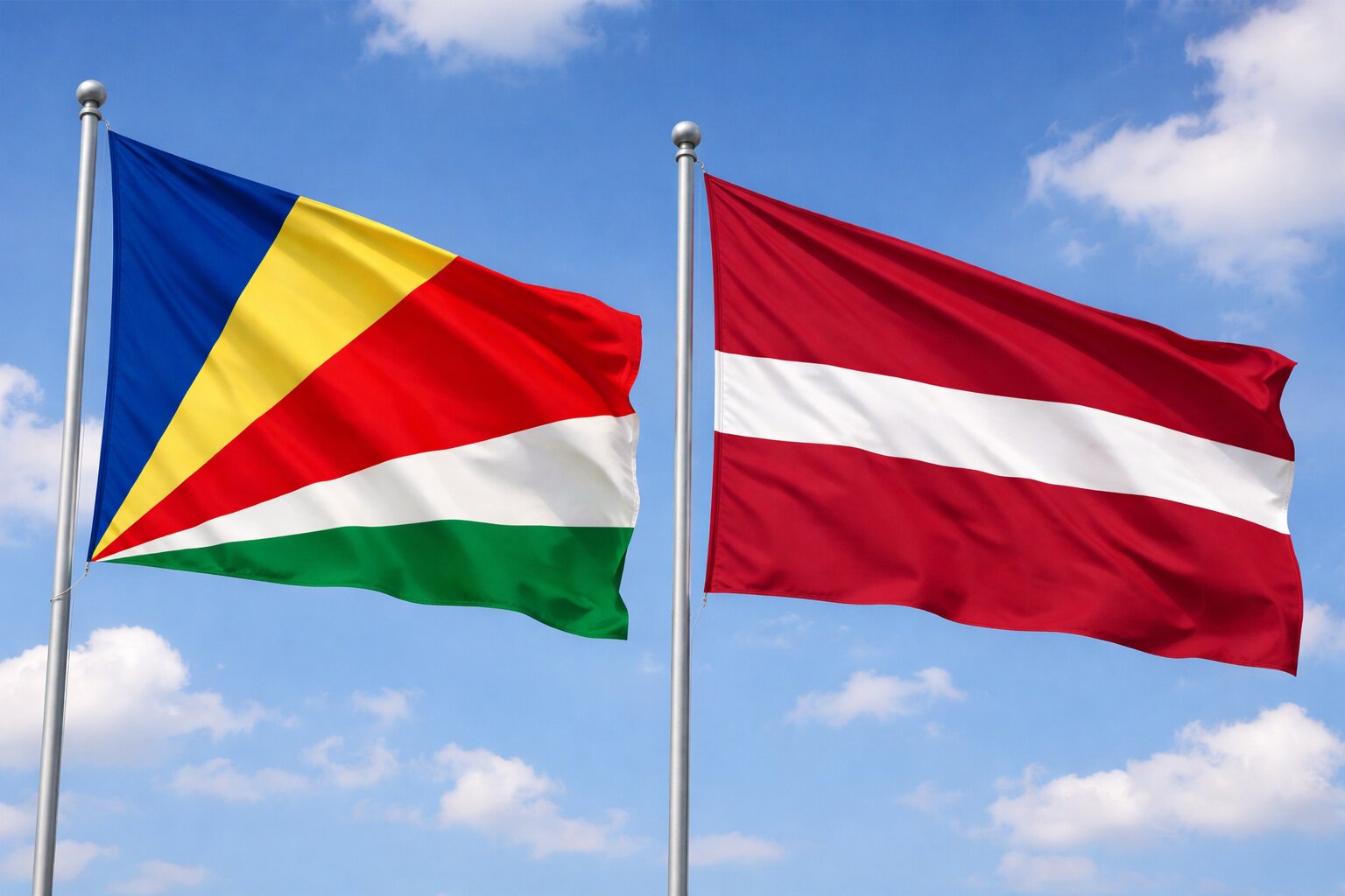 Latvia And Seychelles Flags